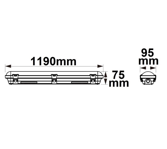 ISOLED LED Feuchtwannenleuchte 120cm mit Notlichtfunktion, IP65, PowerSwitch 25-40W, ColorSwitch 3000-4000-5000K