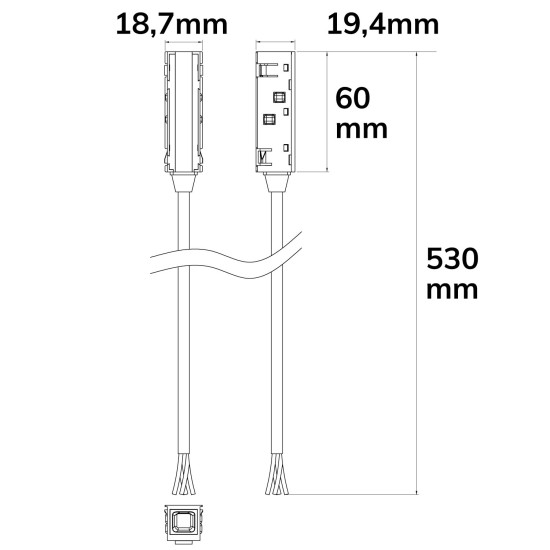 ISOLED Track48 Stromeinspeisung mit 50cm Anschlusskabel, max. 6A, 4-polig DALI