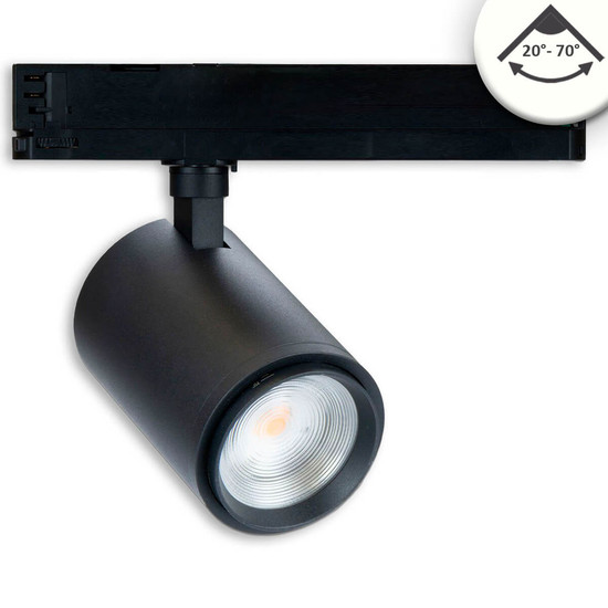 Isoled 3-Phasen Schienenstrahler fokussierbar, 42W, 20°-70°, schwarz matt, 4000K, CRI92, DALI dimmbar 116112