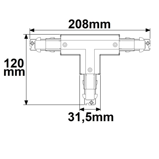 ISOLED 3-Phasen DALI T-Verbinder für Aufbauschiene, N-Leiter links, weiß