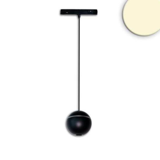 ISOLED Track48 Hängeleuchte Ball schwarz, 8W, 36°, 48V DC, 3000K, DALI dimmbar