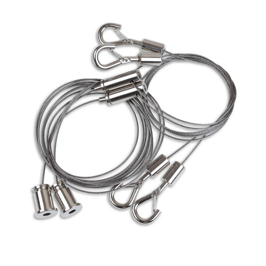 Isoled Y-Seilabhängung (2 Stk) mit Karabiner, Klappösen und Rutschklemme inkl. Stahlseil 1,5m 116408