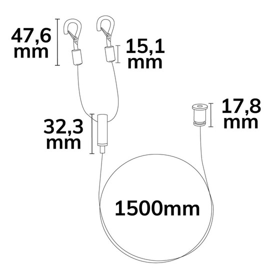 Isoled Y-Seilabhängung (2 Stk) mit Karabiner, Klappösen und Rutschklemme inkl. Stahlseil 1,5m 116408