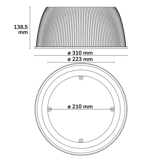 Isoled PC-Reflektor 90° für LED Hallenleuchten Serie FL2, transparent 116435