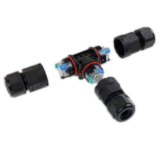 Isoled Kabel T-Verbinder IP67, 3-polig 0.75-2.5mm² mit Federklemme, max. 250V 16A, Manteldm. 6,5-11mm 116443