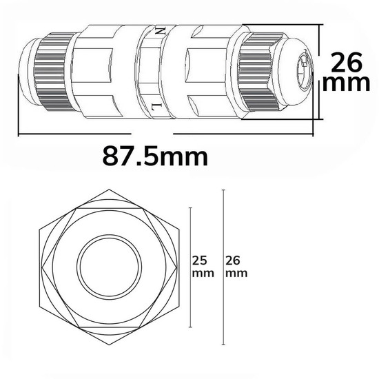 Isoled Kabelverbinder IP67, 3-polig 0.75-2.5mm² mit Federklemme, max. 250V 16A, Manteldm. 6.5-11mm 116445