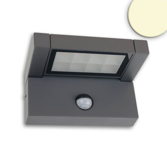 Isoled LED Wandleuchte mit einstellbarem PIR Bewegungs-/Helligkeitssensor, 12W, IP65, schwenkbar, warmweiß 116599