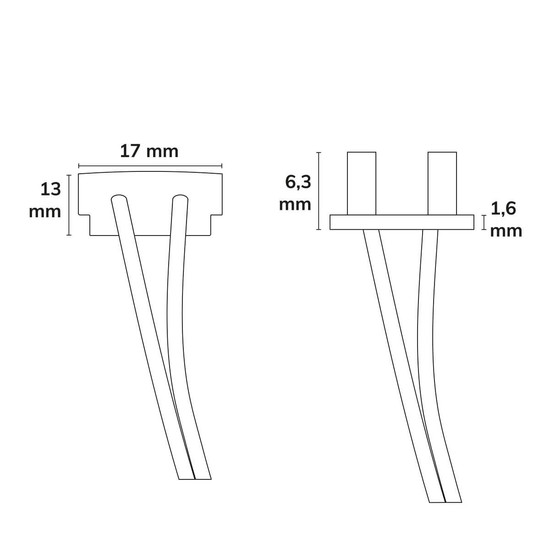Isoled Endkappe grau für Surf12 Flat mit Einspeiser FC-Flexband, 50cm Kabel + MiniAmp-Stecker, max. 3A 116661