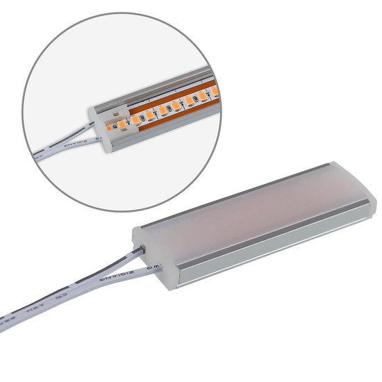Isoled Endkappe weiß für Surf12 Flat mit Einspeiser FC-Flexband, 50cm Kabel + MiniAmp-Stecker, max. 3A 116662