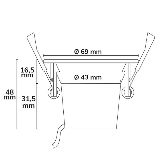 Isoled LED Einbaustrahler BACK60, schwarz matt, rund, 5W, CRI90, 2700K, rückversetzt, UGR<12, dimmbar 116700