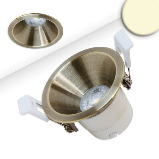 Isoled LED Einbaustrahler BACK60, messing geb., rund, 5W, CRI90, 2700K, rückversetzt, UGR<12, dimmbar 116708