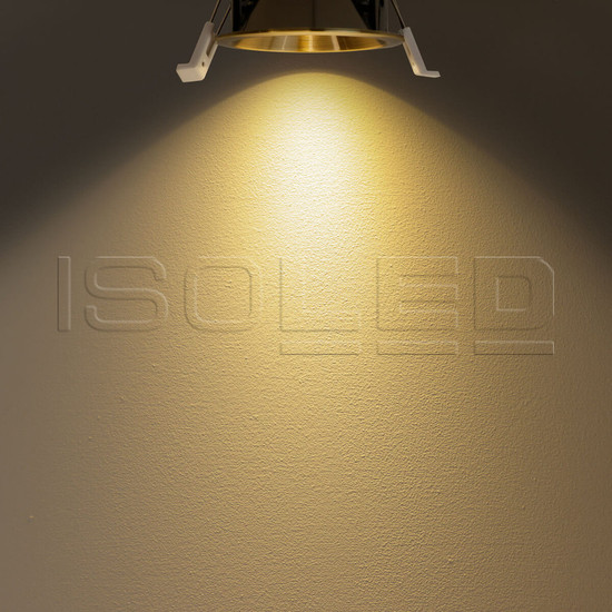 Isoled LED Einbaustrahler BACK60, messing geb., rund, 5W, CRI90, 2700K, rückversetzt, UGR<12, dimmbar 116708
