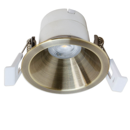 Isoled LED Einbaustrahler BACK60, messing geb., rund, 5W, CRI90, 3000K, rückversetzt, UGR<12, dimmbar 116709