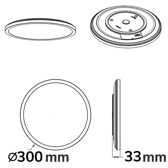 Isoled LED Deckenleuchte Slim300 PRO, 18W, schwarz, rund, IP44, DN300, 3000/4000/5000K, Up&Down 116713