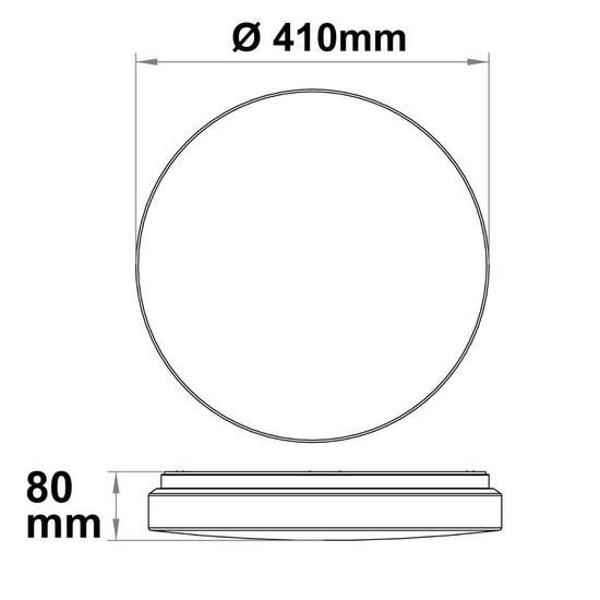 Isoled LED Deckenleuchte 22/32W mit HF-Sensor, weiß rund, DN410, IP64, 120lm/W, ColorSwitch 3000/4000/6000K 116719