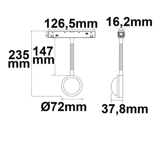 Isoled Track48 Leuchte Sunglow flexible schwarz 5,5W, 160°, 48V DC, 2000K, DALI dimmbar 116735