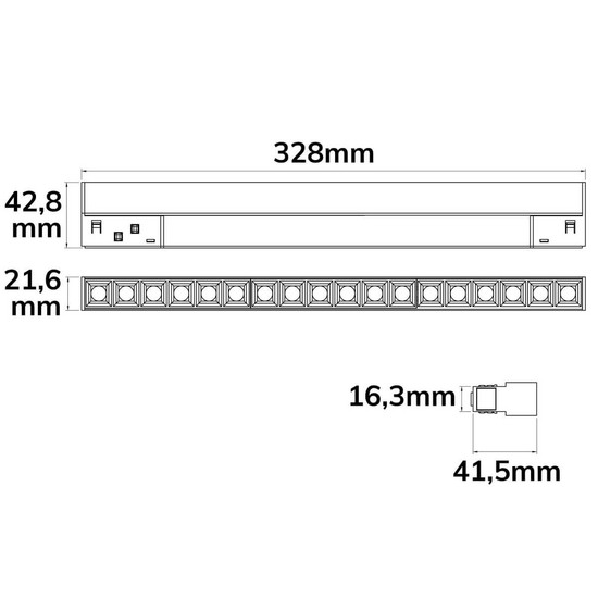 Isoled Track48 Leuchte 32cm weiß, 18W, 36°, UGR<19, 48V DC, 4000K, CRI90, Line+, DALI dimmbar 116742