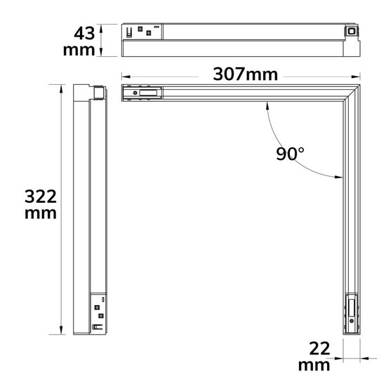 Isoled Track48 Eckleuchte horizontal weiß, 20W, 120°, 48V DC, 3000K, CRI90, prismatisch, Line+ DALI dimmbar 116745
