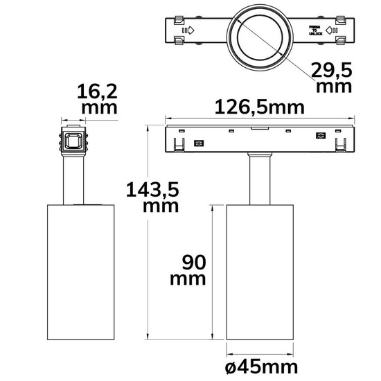 Isoled Track48 Schienenstrahler weiß, 7W, 30°, UGR<19, 48V DC, 4000K, CRI90, DALI dimmbar 116750