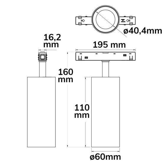 Isoled Track48 Schienenstrahler weiß, 16W, 30°, UGR<19, 48V DC, 3000K, CRI90, DALI dimmbar 116751