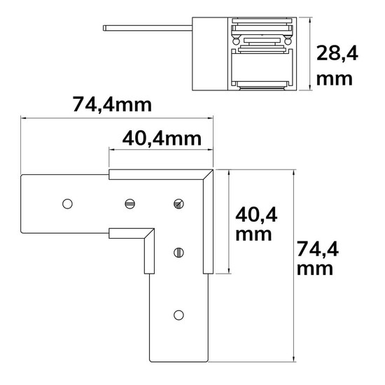 Isoled Track48 Eckschiene 90° horizontal für Aufbauschiene flat, weiß, nicht stromführend 116770