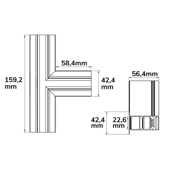 Isoled Track48 T-Schiene horizontal für Einbauschiene, weiß, nicht stromführend 116786