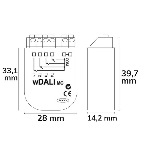 Isoled DALI Funktransmitter zur Initiierung von 4 Wirkbereichen am Bus via 4 Push-Taster, Batt.Betrieb 116822