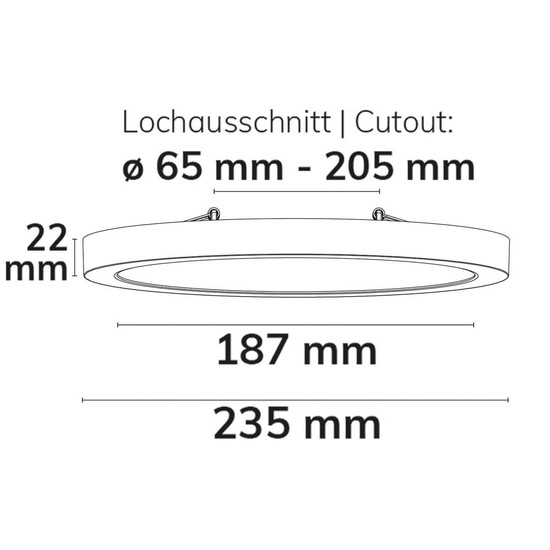 Isoled LED Aufbau/Einbauleuchte Flex Pro DN235, 16W, weiß, 120lm/W, 3000/3500/4000K, dimmbar 116828
