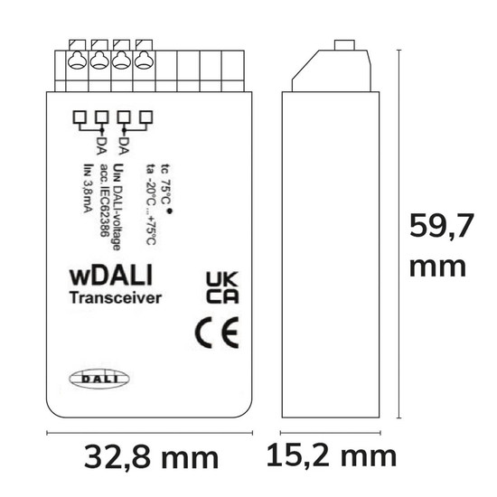 Isoled DALI Receiver zur Weiterleitung von Befehlen des Funktransmitters auf die Bus Linie 116927