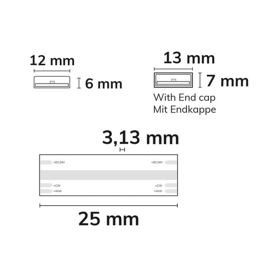 Isoled LED HT927/960 CCT Flexband für bis zu 100°C Umgebung, 24V DC, 10W/10W, IP68, 5m Rll, 640 LED/m 116929