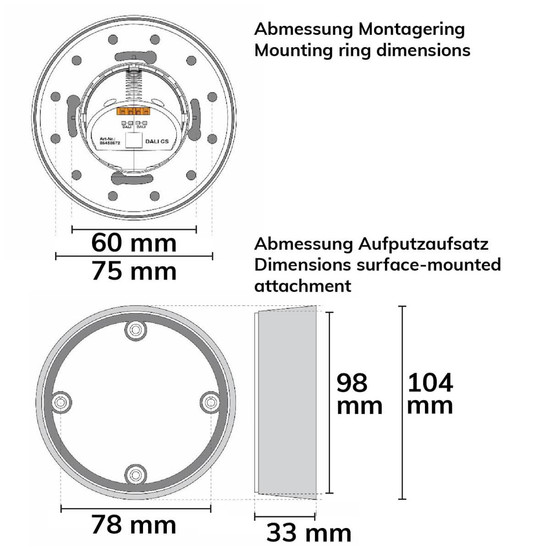 Isoled DALI-2 Master PIR Aufputz-Bewegungssensor, weiß, Höhe/Radius 12m, Versorgung via DALI-Bus, IP54 116967