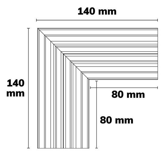 Isoled LAMP40 90° Eck, geschweißt, 140x140mm, schwarz RAL 9005, exkl. Cover 116974