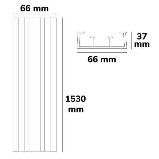 Isoled FastFix LED Linearsystem R XL Blindabdeckung für Balkenaufnahme, 1528mm, aus Polycarbonat 117007
