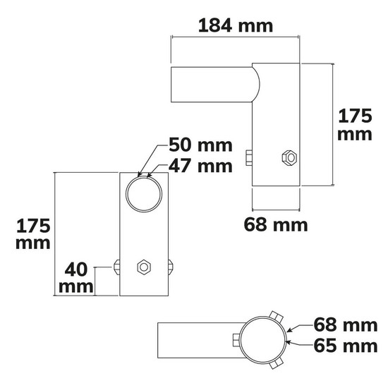 Isoled Winkeladapter 90° starr, für Streetlight GR30/GR60 Durchmesser 45mm 117012