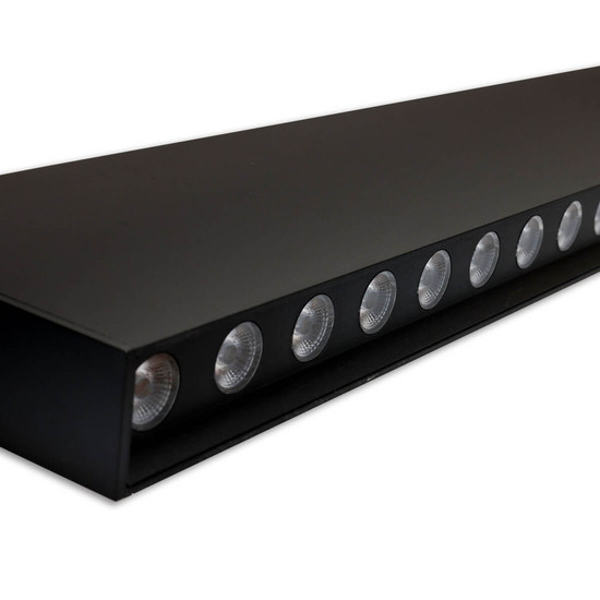 Isoled LED Hängeleuchte Raster UGR<19, 36°, 120cm, schwarz, 30W, 3000K, DALI dimmbar 117055