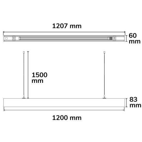 Isoled LINKLINE50 LED Aufbau/Hängeleuchte, 120cm, 30W, UGR<19 2H/2H, schwarz, 3000/4000K, DALI dimmbar 117063