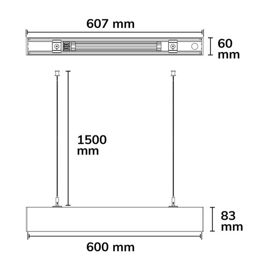 Isoled LINKLINE50 LED Aufbau/Hängeleuchte, 60cm, 15W, UGR<19 2H/2H, schwarz, 3000/4000K, DALI dimmbar 117065