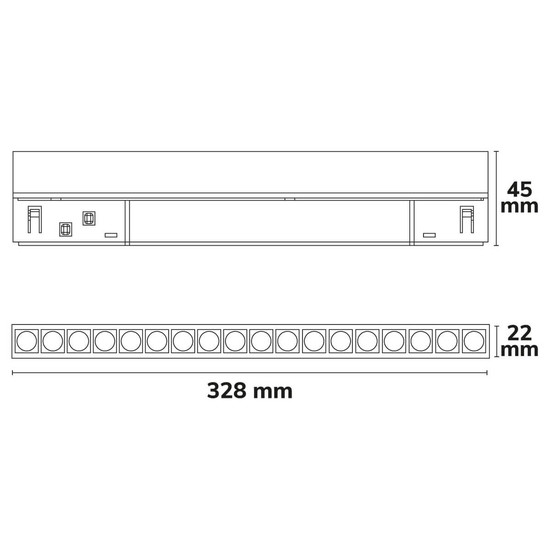 Isoled Track48 Leuchte 32cm schwarz, 18W, 36°, UGR<19, 48V DC, 4000K, CRI90, Line+, DALI dimmbar 117079