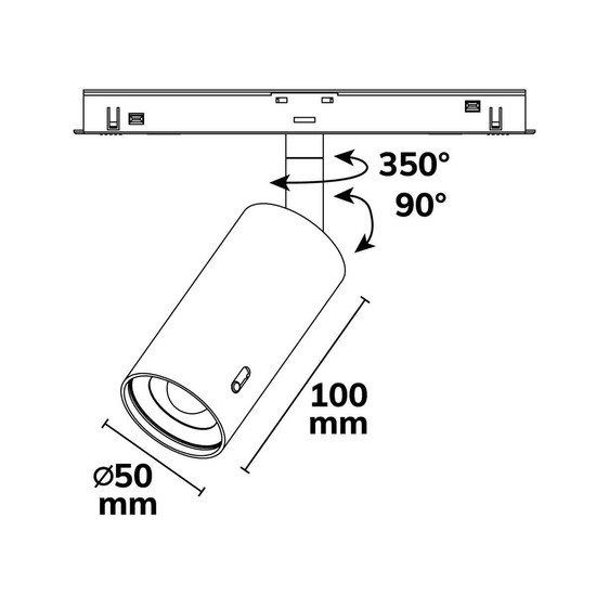 Isoled Track48 Schienenstrahler SELECT 8W UGR<19, 18°-50°, schwarz, ColorSwitch 2700-5000K 117085