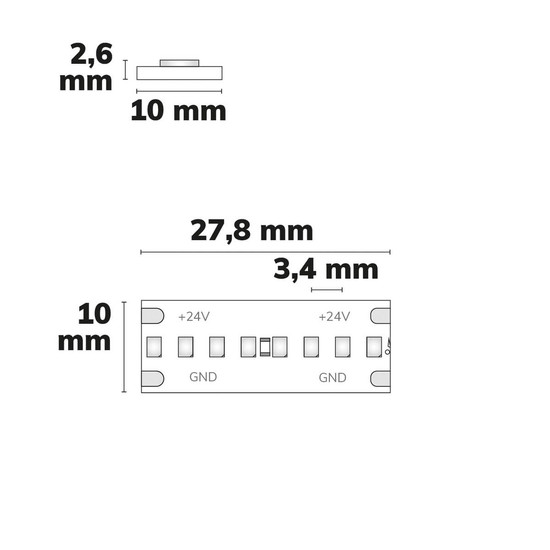 Isoled LED COB940 Linear Flexband, 24V DC, 14,4W, IP20, 4000K, 5m Rolle, 288 LED/m 117223