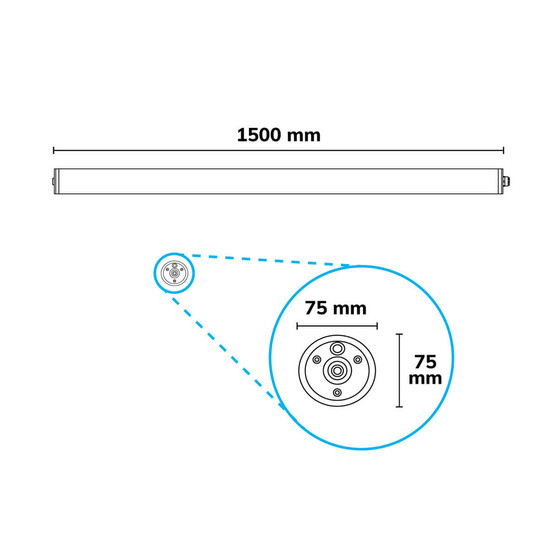 Isoled LED Linearleuchte HP2 150cm, IP69K, 160 lm/W, 50W, 4000K 117224