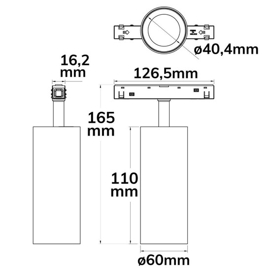Isoled Track48 Schienenstrahler schwarz, 12W, 30°, UGR<19, 48V DC, 1800-4000K, CRI90, DALI DT8 117230