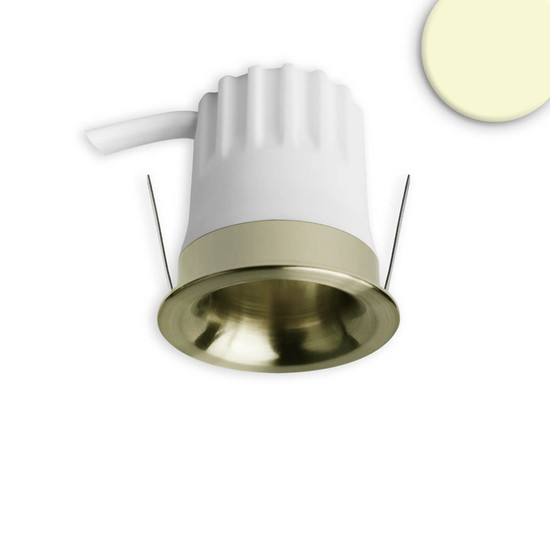 Isoled LED Einbaustrahler BACK32, messing geb., rund, 5W, CRI90, 3000K, rückversetzt, Honeycomb, dimmbar 117255