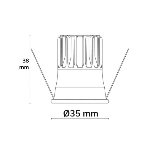 Isoled LED Einbaustrahler BACK32, messing geb., rund, 5W, CRI90, 3000K, rückversetzt, Honeycomb, dimmbar 117255