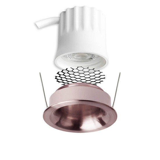 Isoled LED Einbaustrahler BACK32, rosegold, rund, 5W, CRI90, 2700K, rückversetzt, Honeycomb, dimmbar 117256