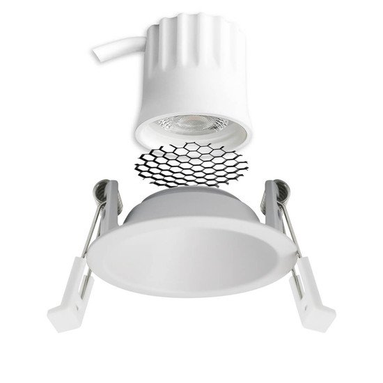 Isoled LED Einbaustrahler BACK45, weiß matt, rund, 5W, CRI90, 3000K, rückversetzt, Honeycomb, dimmbar 117266