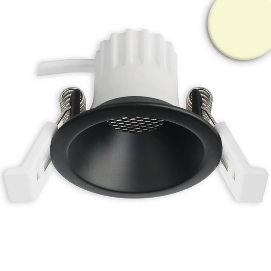 Isoled LED Einbaustrahler BACK45, schwarz matt, rund, 5W, CRI90, 2700K, rückversetzt, Honeycomb, dimmbar 117267