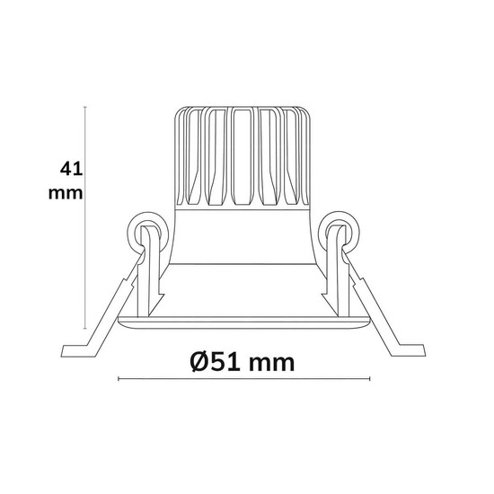 Isoled LED Einbaustrahler BACK45, alu glänzend, rund, 5W, CRI90, 3000K, rückversetzt, Honeycomb, dimmbar 117274