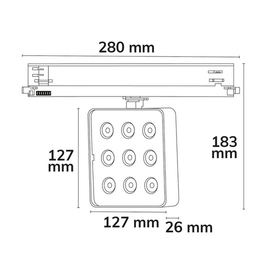 Isoled 3-Phasen Schienenstrahler MATRIX, 20W, 40°, weiß, 3000K, UGR<19, DALI dimmbar 117302