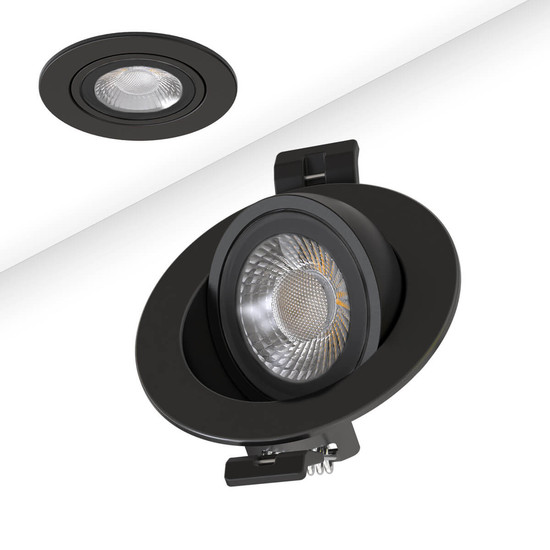 Isoled LED Einbaustrahler Sphere-68 schwenkbar, 6W, 40°, 2700/3000/4000K, CRI90, schwarz, dimmbar 117335